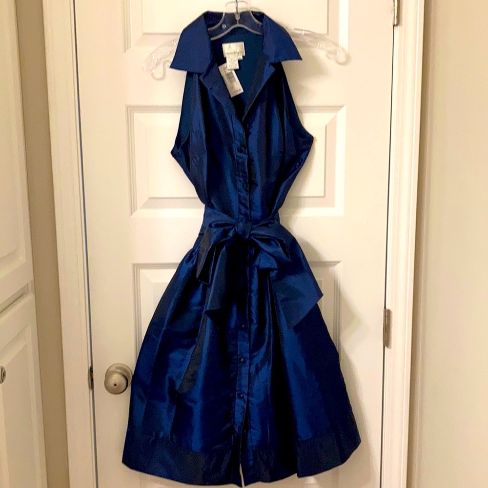 Donna Morgan taffeta type sz 6 dark blue racerback